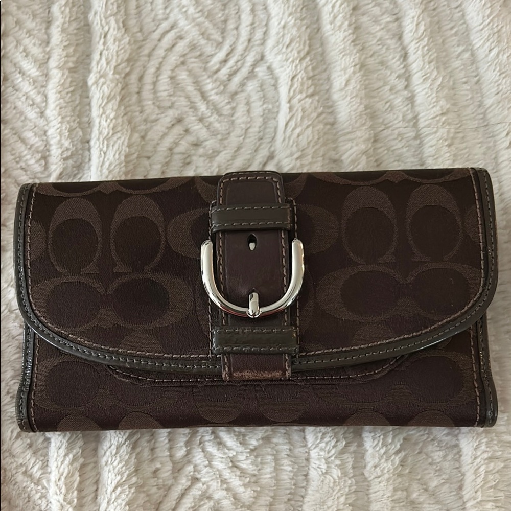 Coach brown wallet with buckle